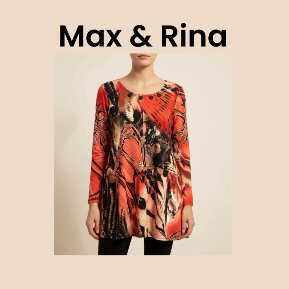 Max & Rina Crewneck Tunic Blouse Size Medium NWOT